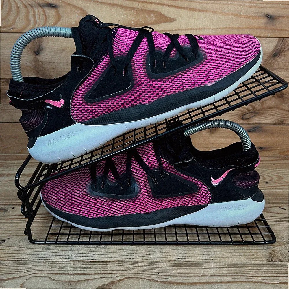Nike Turnschuhe Damen UK 5 Flex 2019 Pink Schwarz Barfuß Minimal Laufschuhe
