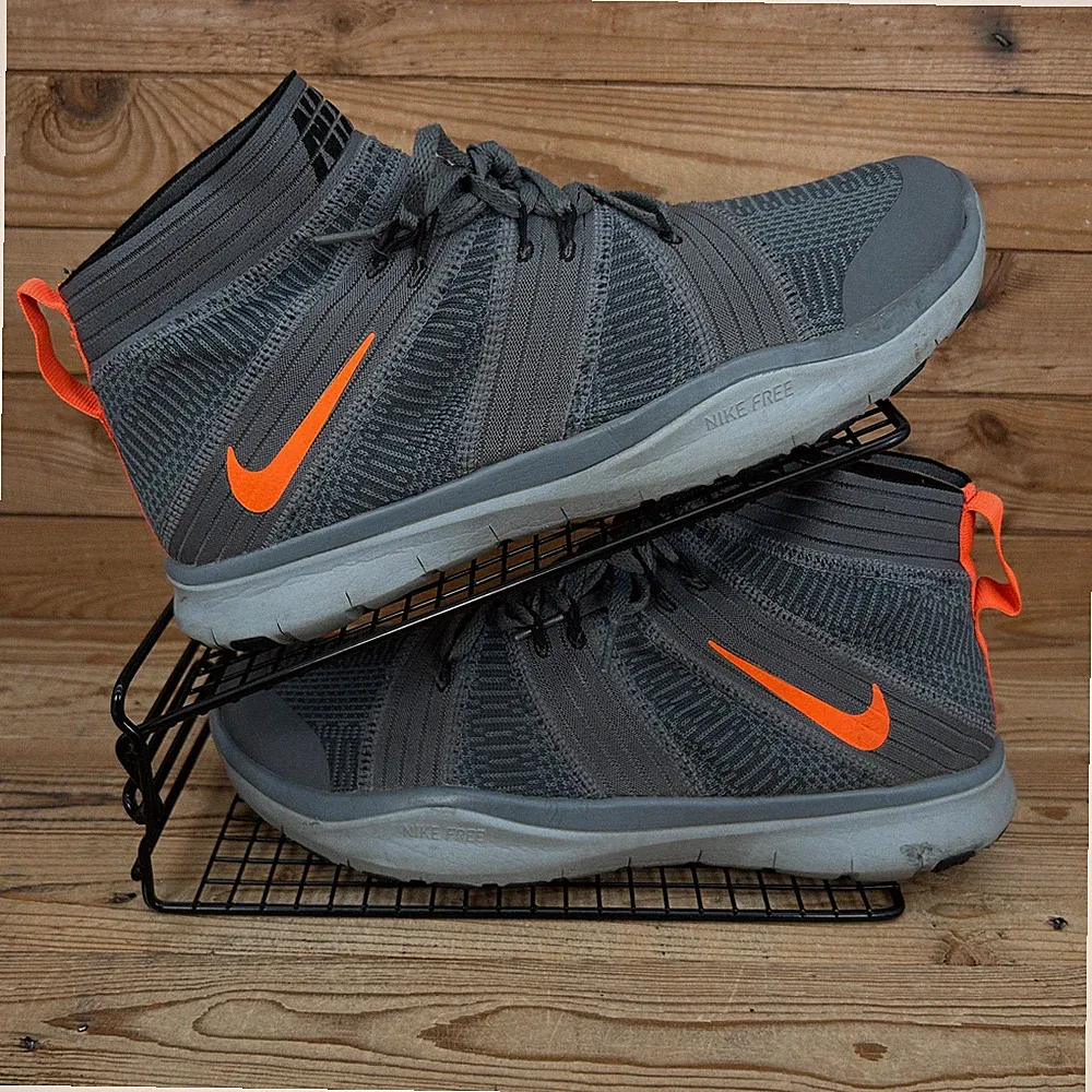 Nike Turnschuhe Herren Größe UK 10 Free Train Virtue grau orange Barfuß Laufschuhe