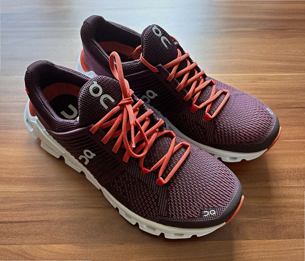 On Cloudswift Damen Laufschuh Sneaker Violett/Orange/Weiß Mesh EU 38,5 US 7,5