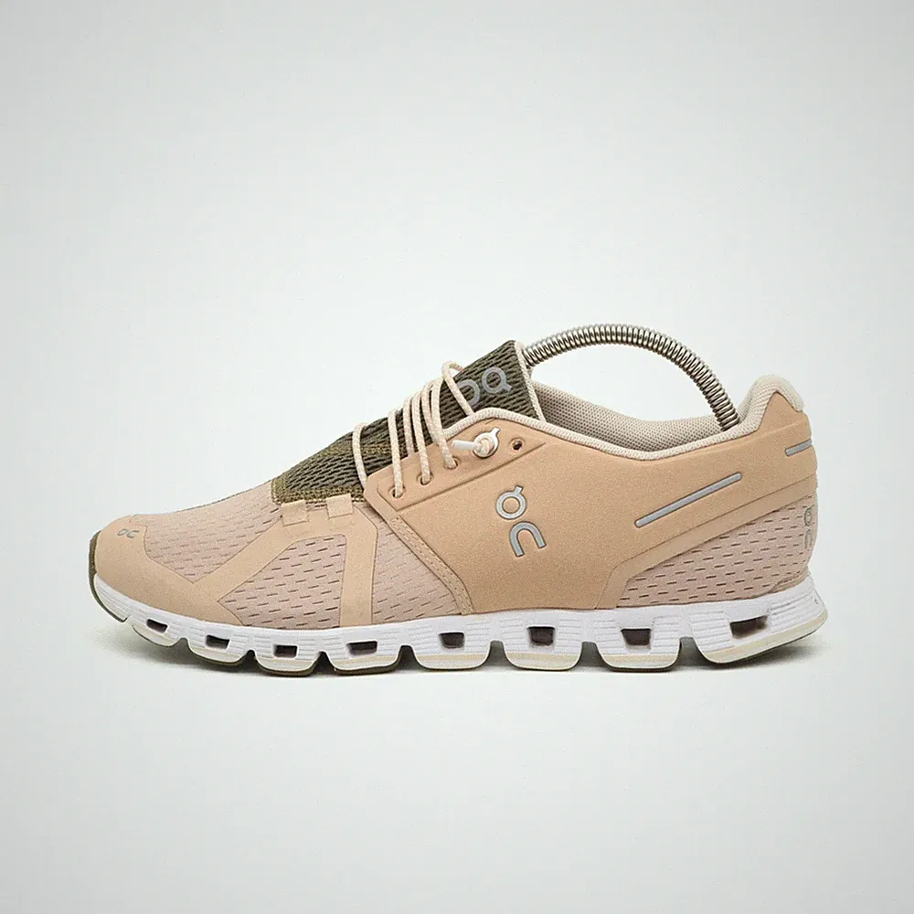 On Damen Cloud Sneaker EU 38.5 Beige/Khaki FVN 01 Mesh Vegan, Atmungsaktiv