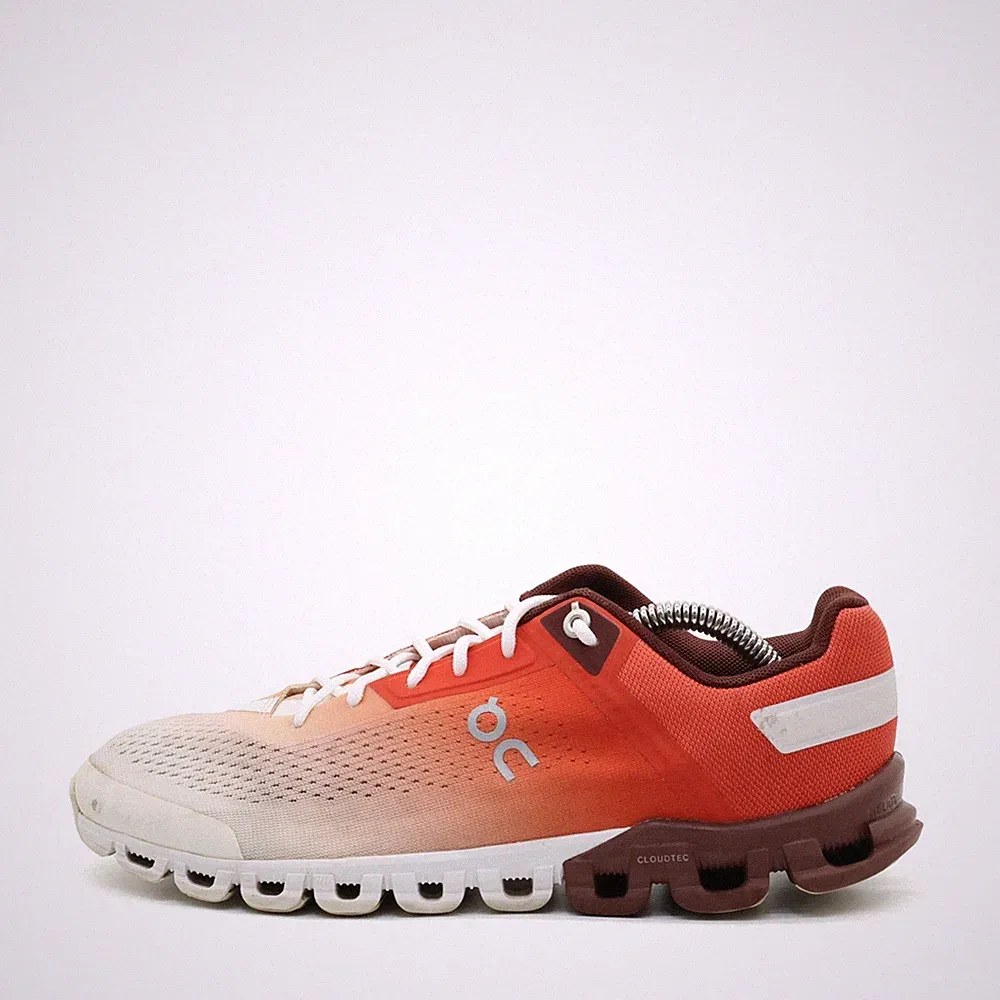 On Damen Cloud Sportschuhe Orange Rot Weiß Mesh Atmungsaktiv Laufschuhe EU 38.5