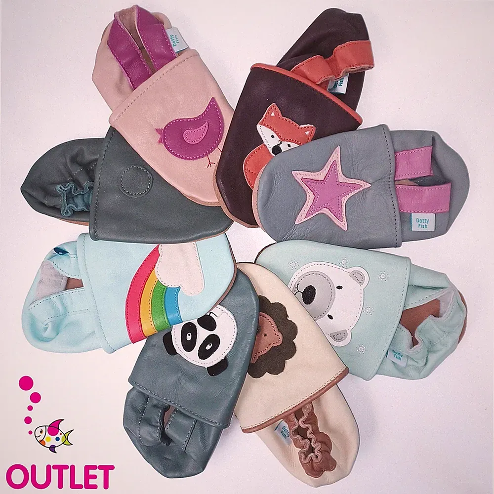 OUTLET Dotty Fish Weiche Krabbelschuhe Lauflernschuhe Jungen Mädchen Neu EU27-28