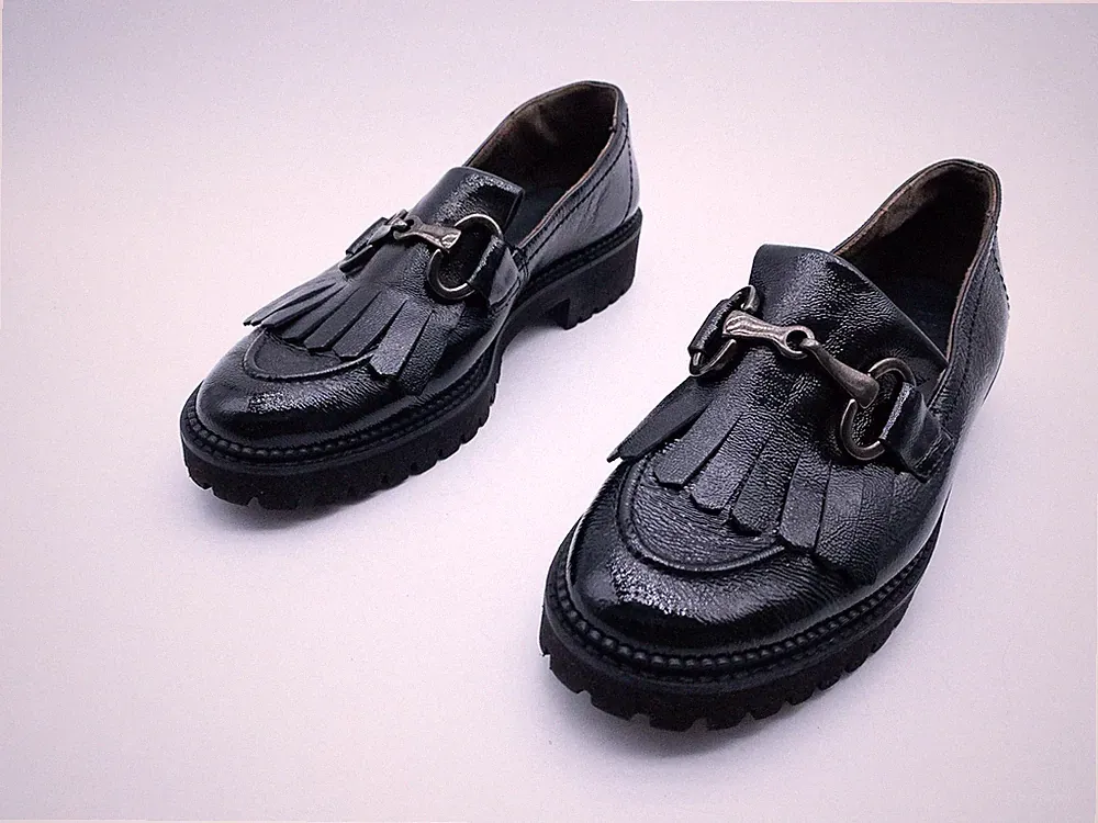 paul green Damen Slipper Loafer Halbschuhe Leder Schwarz Gr. 39 EU Art. 40950-98