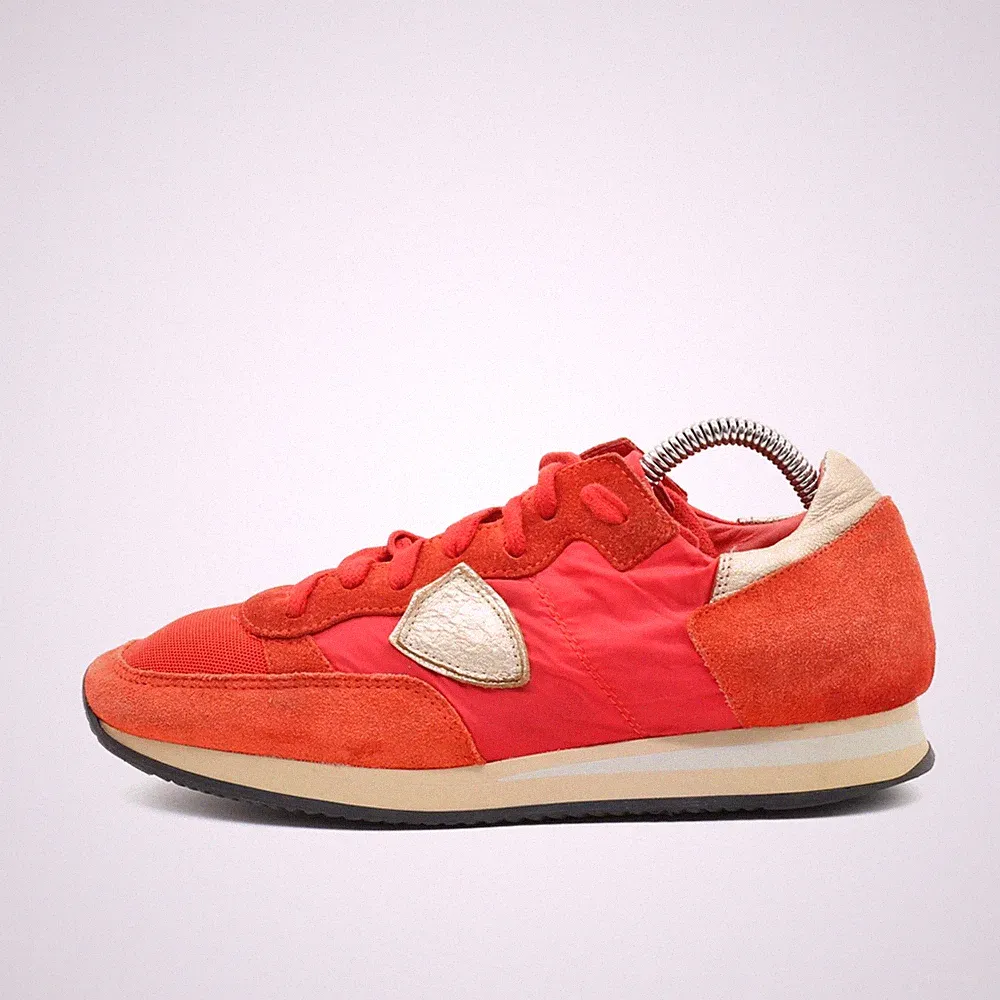 Philippe Model Damen Tropez Sneaker Rot Wildleder/Nylon/Leder Low-Top EU 38