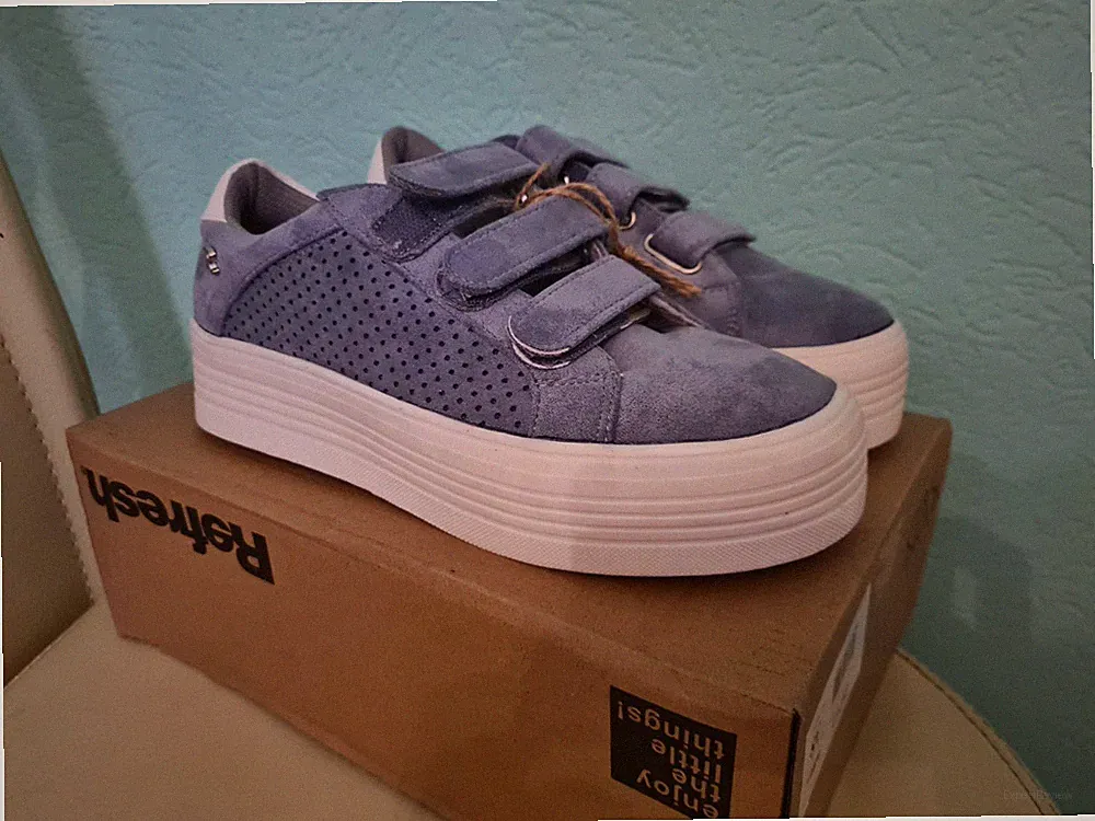 Plattform Sneaker Halbschuhe Laufschuhe Stylisch blau Gr. 38 EU Neu lederschuhe