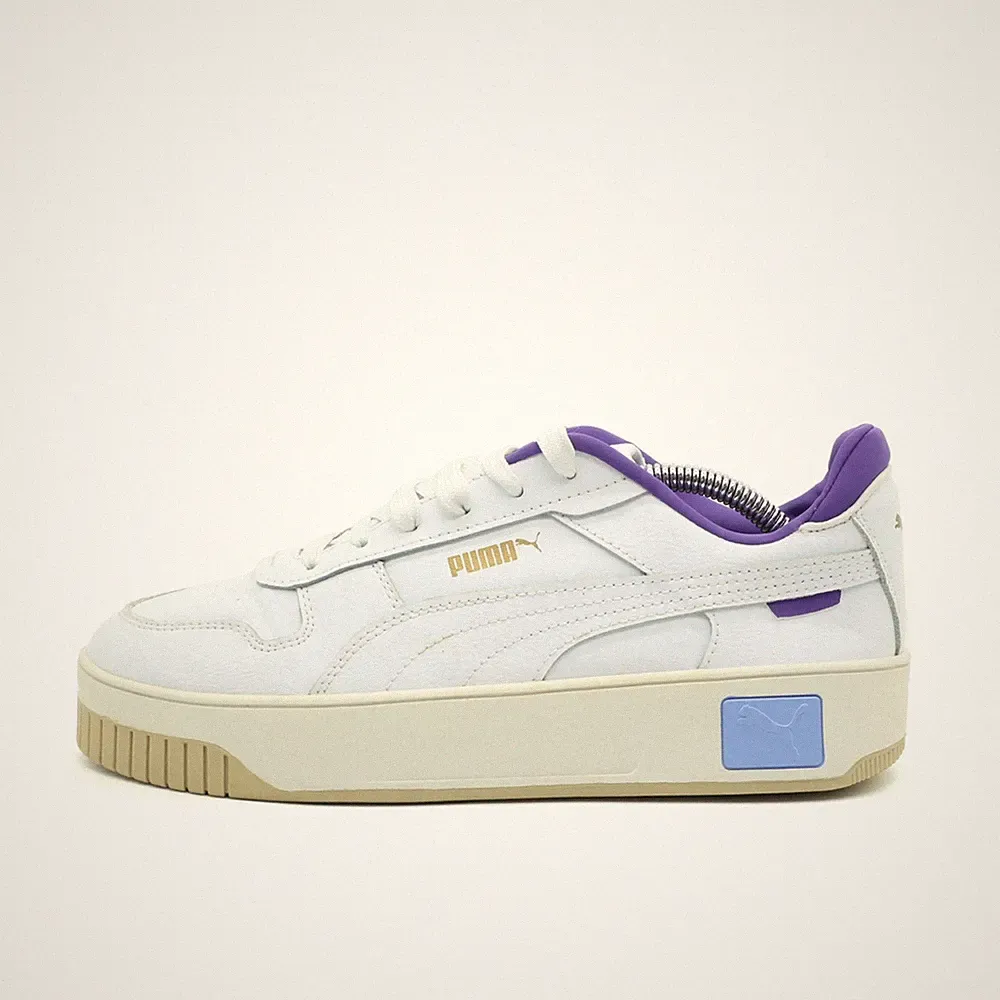 PUMA Damen 389390-04 Schuhe Weiß Lila Leder Low-Top Plateau Sneaker EU 39