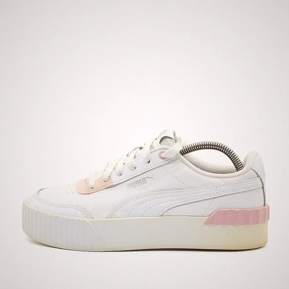 PUMA Damen Carina L Freizeitschuhe Weiß Rosa Leder Atmungsaktiv Sneaker EU 39