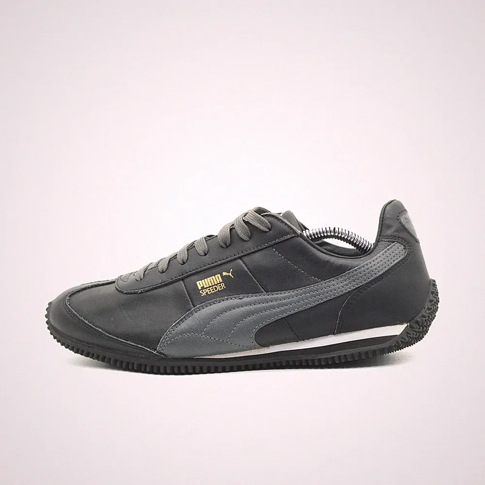 PUMA Damen Speeder Sportschuh Schwarz/Grau Leder Profilsohle Sneaker EU 40.5