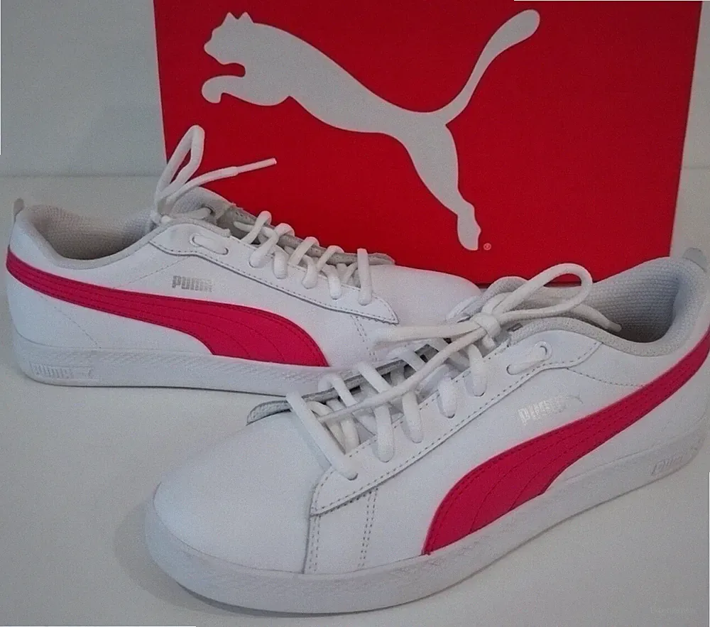 PUMA Leder Sneaker 38,5 weiß/rot 38 1/2 Basket Schnürer Sportschuh SoftFOAM+ NEU
