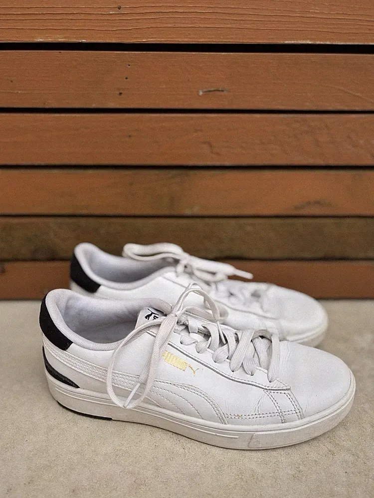 Puma Serve Pro Freizeit Sneaker weiß gold schwarz Turnschuhe Sportschuhe Gr. UK 6 39