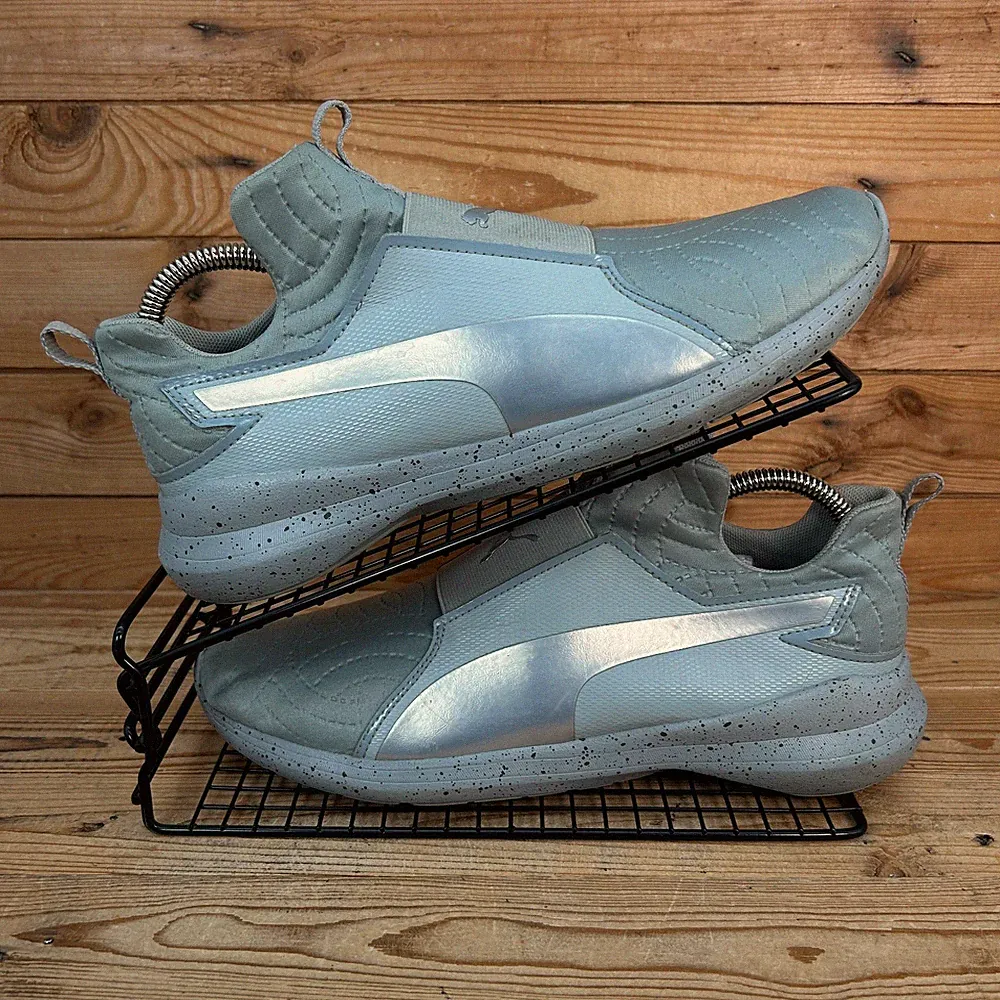 Puma Turnschuhe Damen Größe UK 7 Rebel Mid Quarry silber Slipper Run Fitnessschuhe