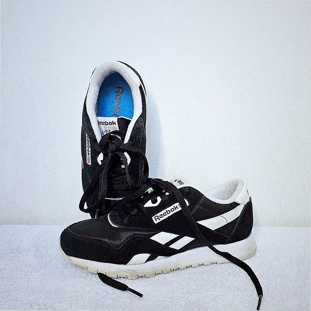 Reebok Classic Nylon Damen Sport Sneaker Schuhe 38.5 Laufschuhe Schwarz / Weiß