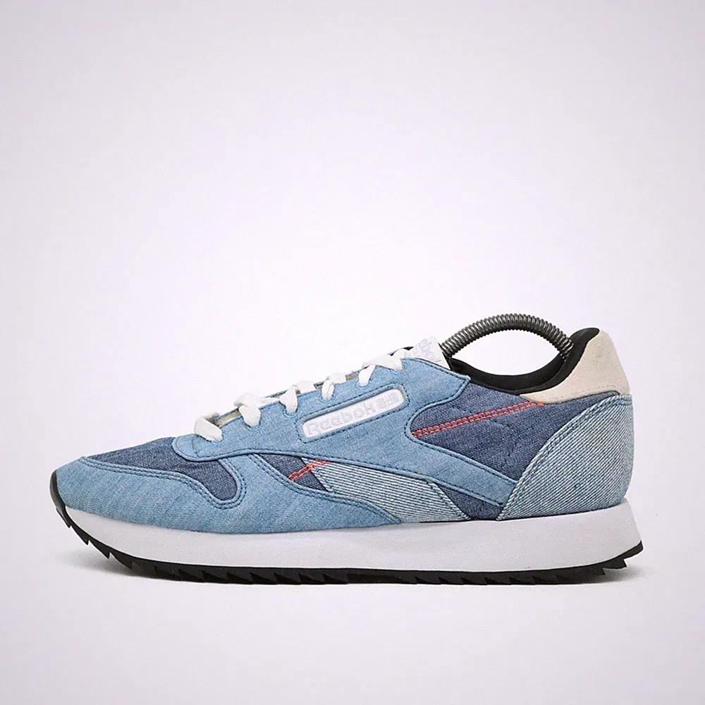 Reebok Damen Classic Nylon Denim Sneaker blau Textil Niedrig limitiert EU 40.5