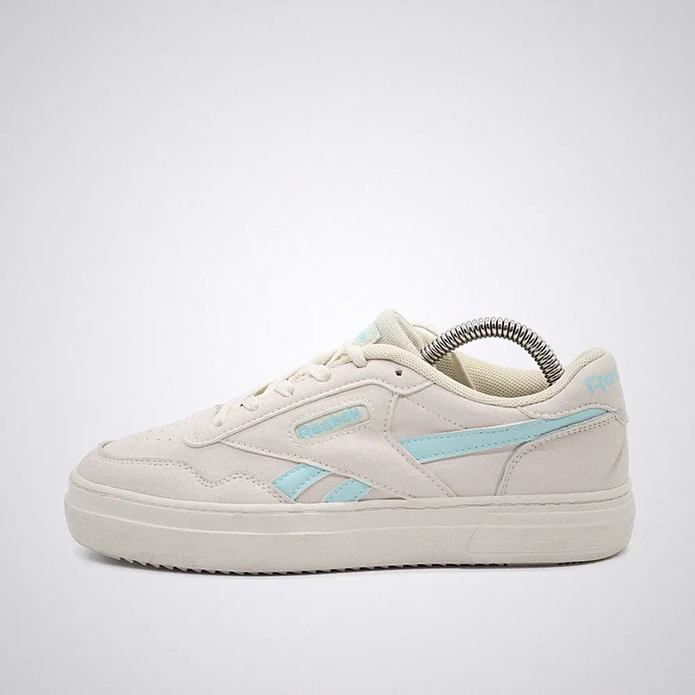 Reebok Damen Club C 85 Sneaker Beige Blau Leder Gepolsterte Innensohle EU 36