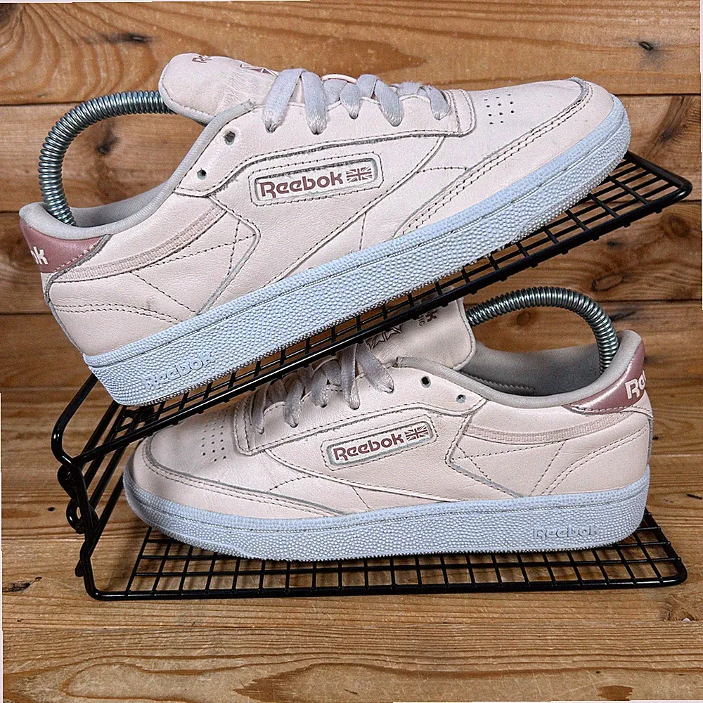 Reebok Turnschuhe Damen Größe UK 3 Club C 85 Rosa Leder Schnürschuhe Freizeitschuhe