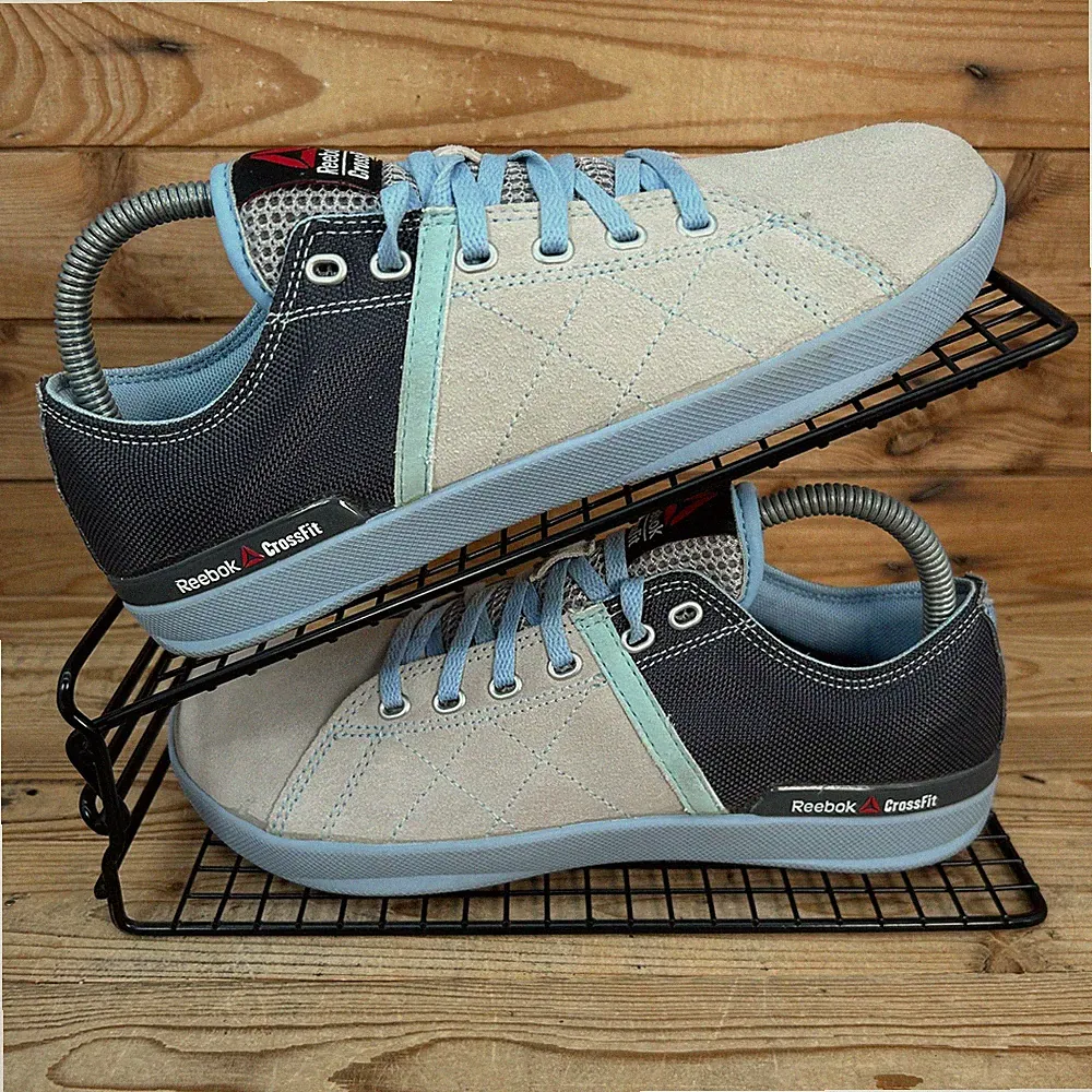 Reebok Turnschuhe Damengröße UK 6 CrossFit Lite niedrig grau blau Wildleder flache Schuhe