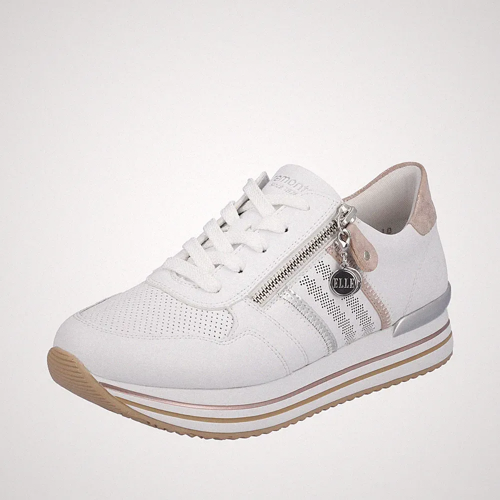 Remonte Damen Sneaker,Bequemschuhe,Leder,Wechselfußbett,Weiß kombi,Gr. 37-43