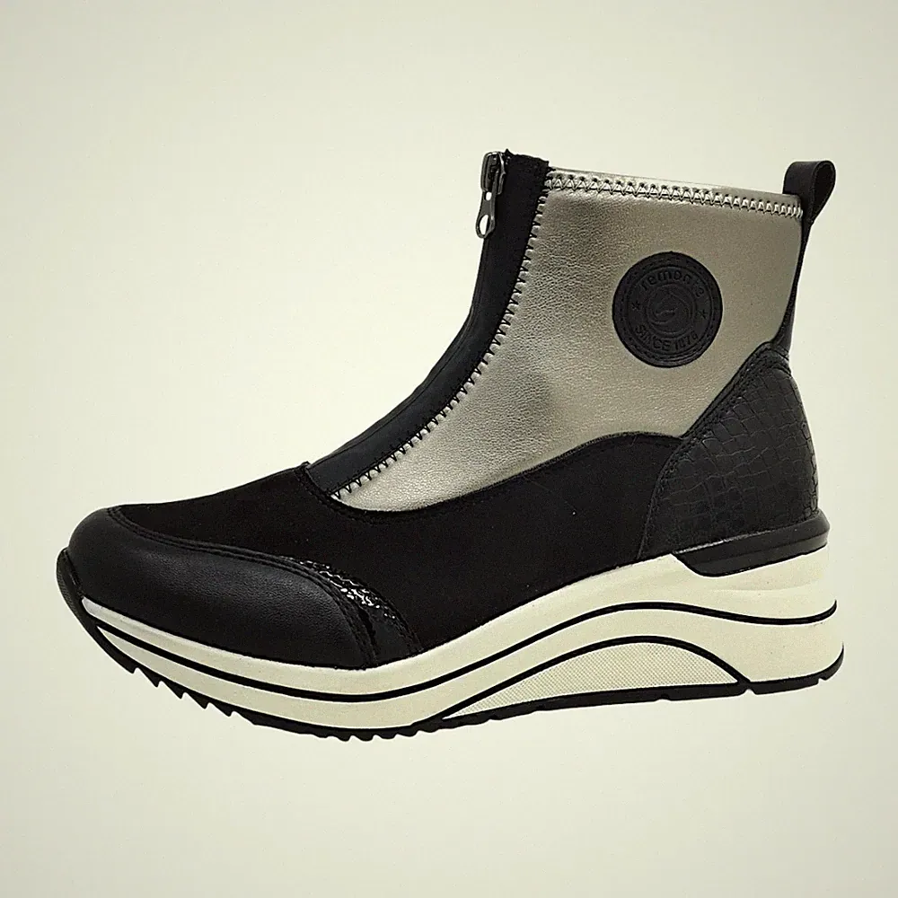 Remonte Damenschuhe Stiefeletten Schlupfstiefel Schwarz Freizeit