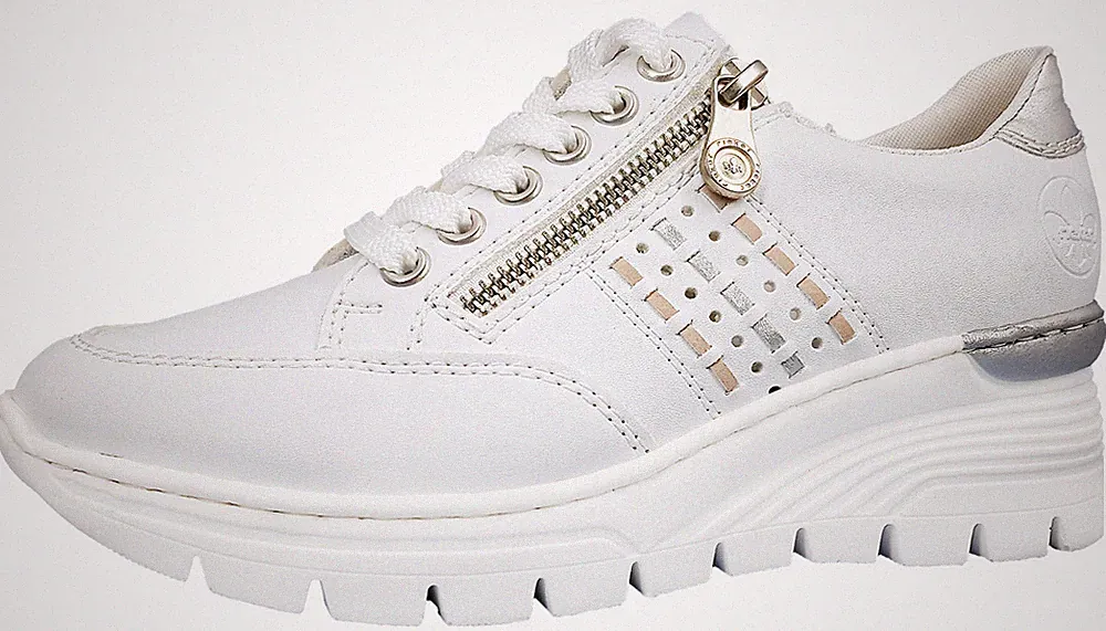 Rieker Alabama Damenschuhe Schnürschuhe Sportive Sneaker Weiß Freizeit