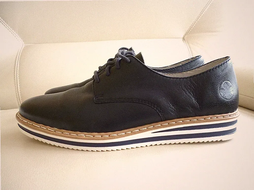 Rieker Antistress leichte Schnür-Halbschuhe Echtleder Blau Gr.39 ✅ NEUw. Fußbett