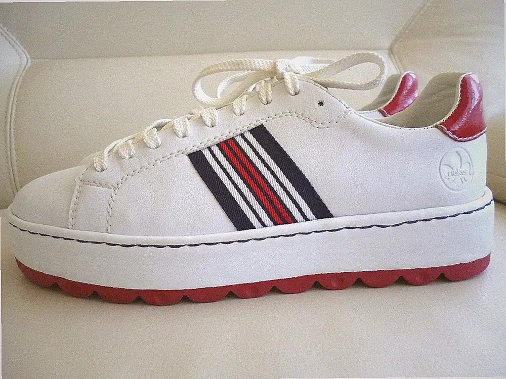 Rieker Antistress Plateau Halbschuhe Sneaker Weiß/Rot/Blau Gr.39 ✅ NEUw. Fußbett