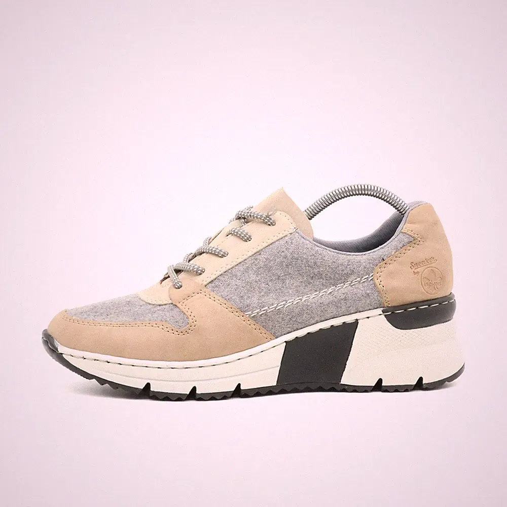 Rieker Damen Sneaker Beige/Grau Leder/Textil Low-Top by EU 39