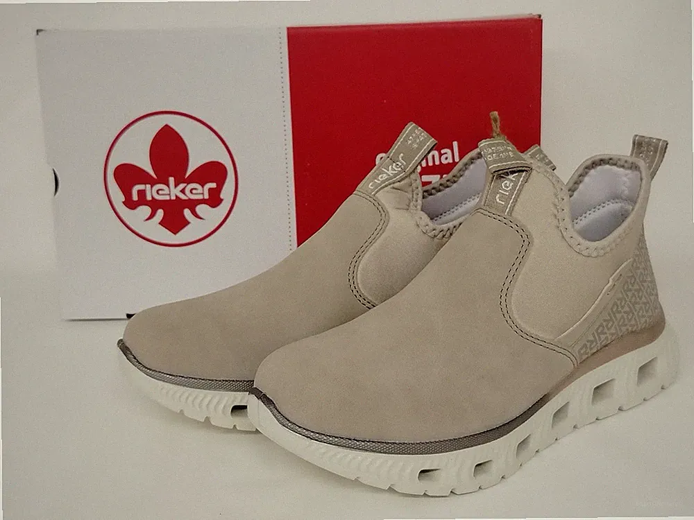 Rieker Damen Sneaker beige mit durchbrochener Laufsohle