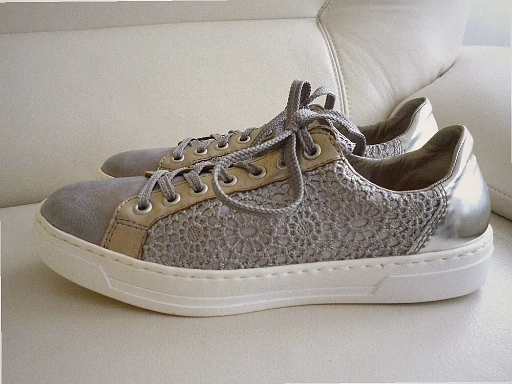Rieker Halbschuhe Sneaker Muster-Mix Grau/Silber/Gold Gr.39 ✅ NEUw. Einlagen
