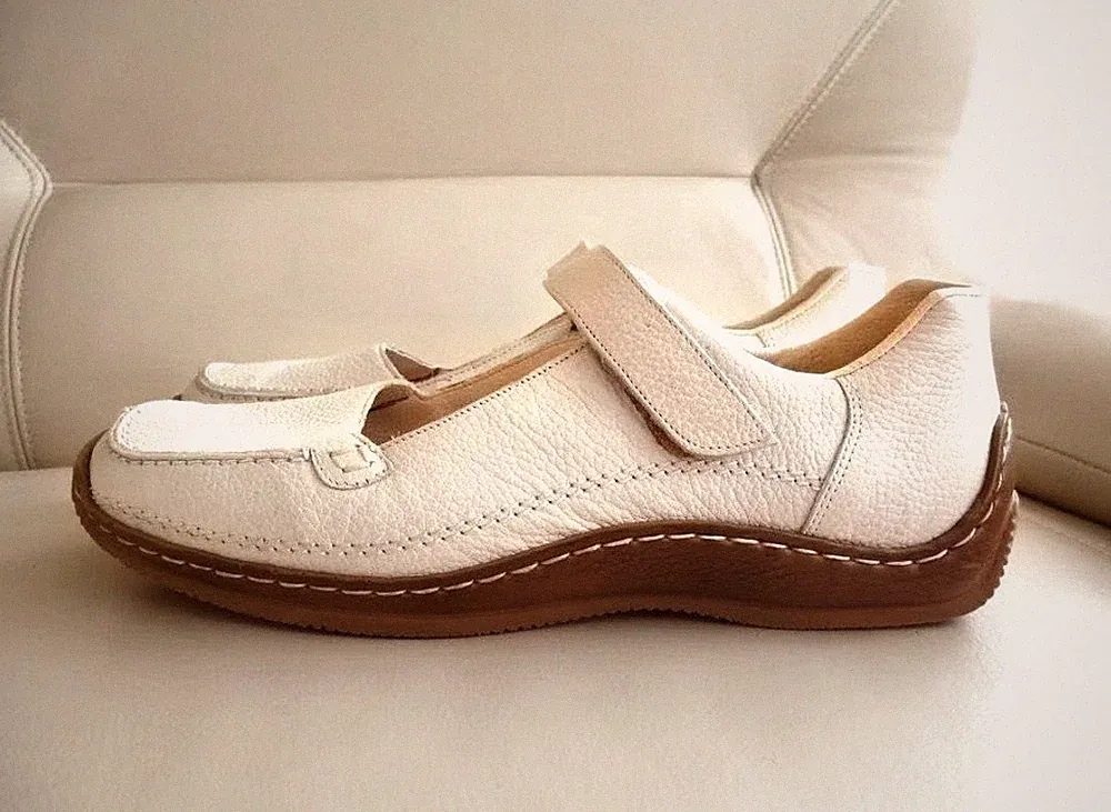Rieker Klett-Slipper Spangenschuhe Echtleder Weiß Gr.39/40✅NEUw Fußbett Einlagen