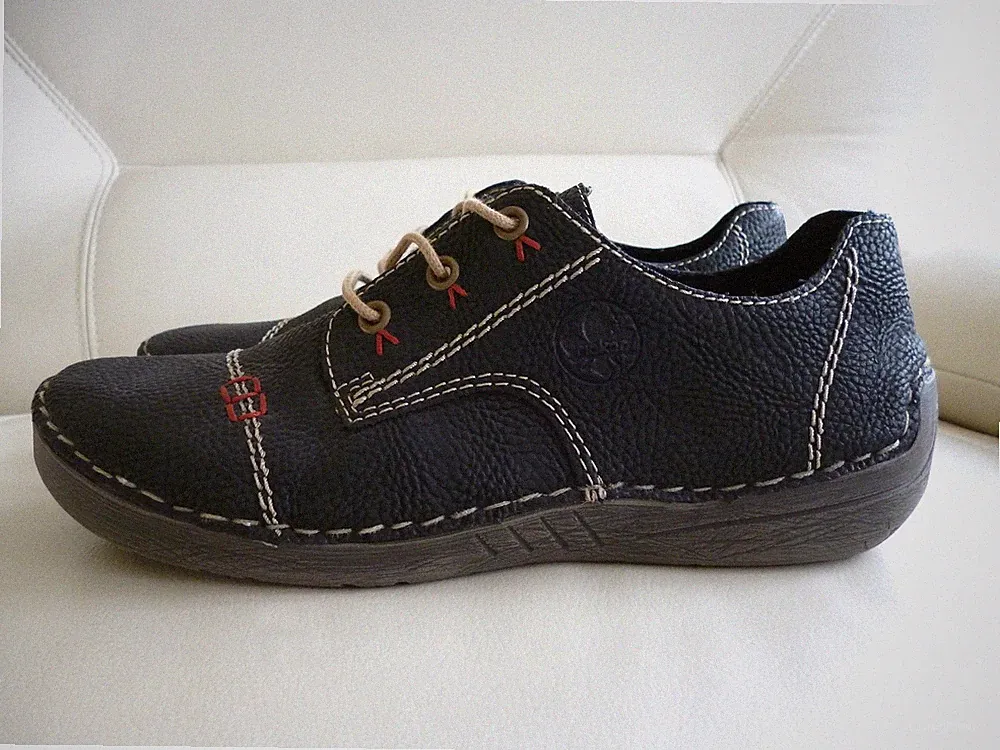 Rieker leichte Schnür-Halbschuhe Schwarz Gr.39 ✅ ~NEU~ Fußbett helle Ziernähte