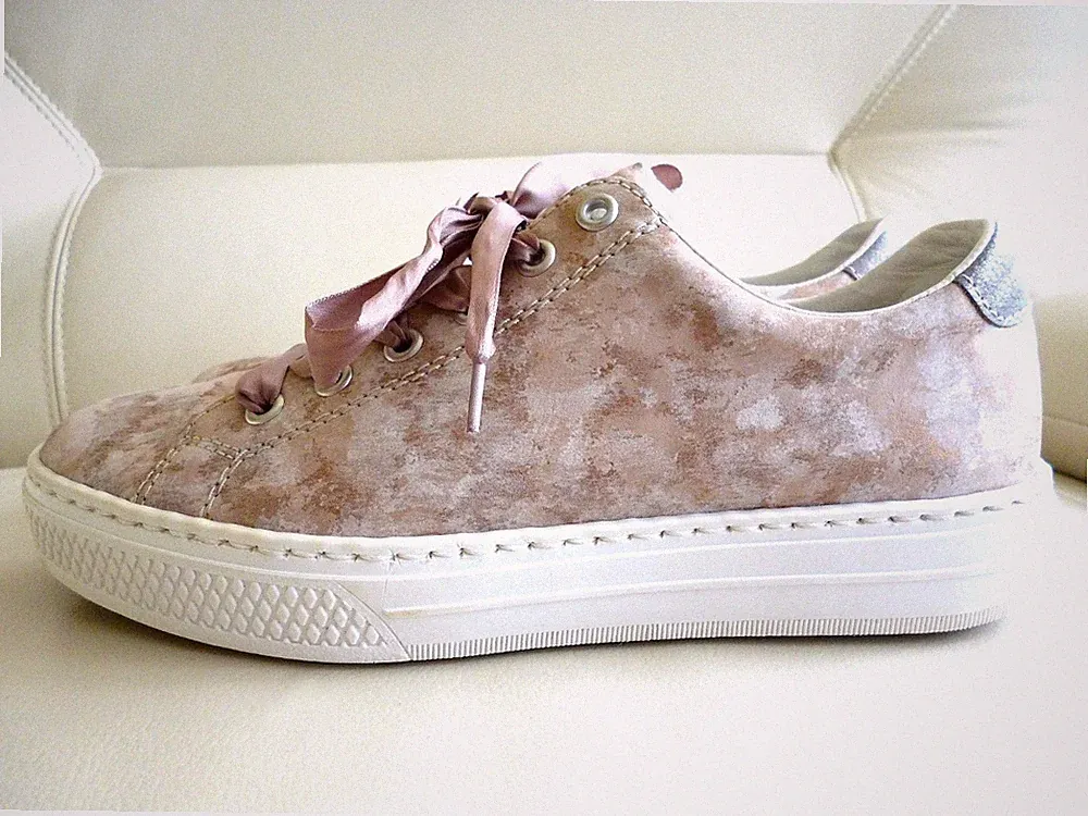 Rieker MemoSoft Plateau Schnür-Halbschuhe Sneaker Rosè/Taupe/Grau Gr.38 ✅ ~NEU~