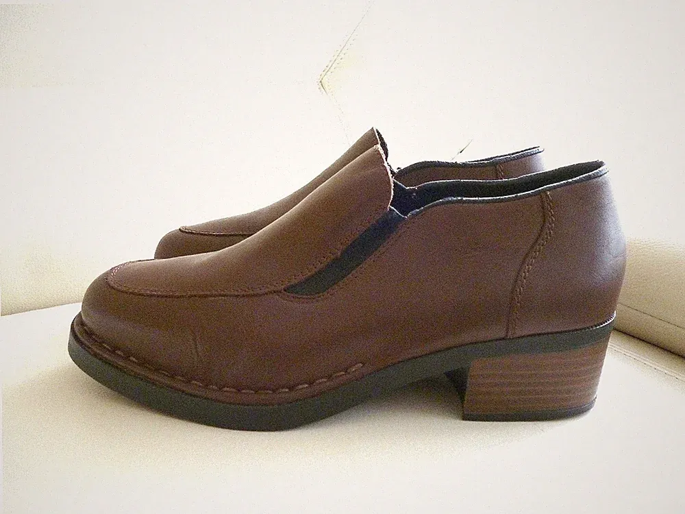 Rieker robuste Slipper Halbschuhe Echtleder Braun Gr.37 ✅ NEUw. Fußbett Absatz