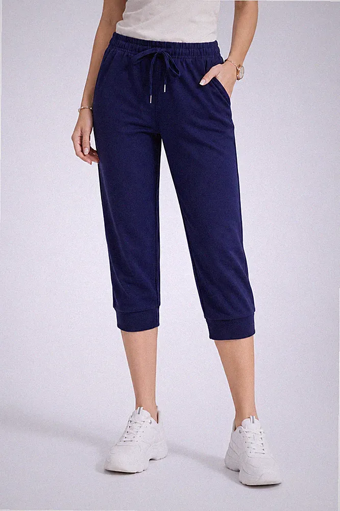 ROSS-CAMP Caprihose 3/4 Jogginghose Damen Sporthose Fitnesshose mit Taschen