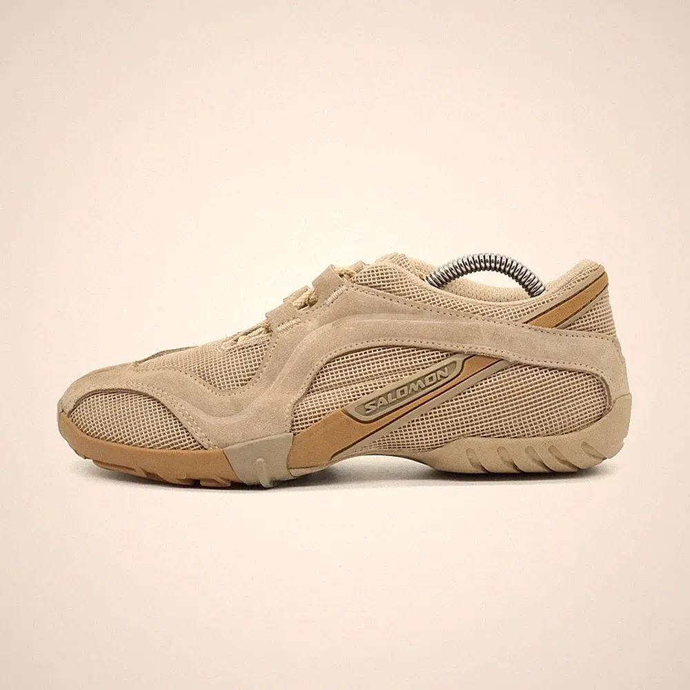 Salomon Damen 433595 Laufschuhe Beige Wildleder, Mesh Niedrig Sneaker EU 38 2/3