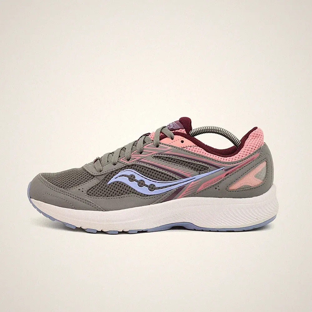 Saucony Damen Cohesion 14 Sneaker Grau/Pink/Lila ämpfend Laufschuhe EU 40.5