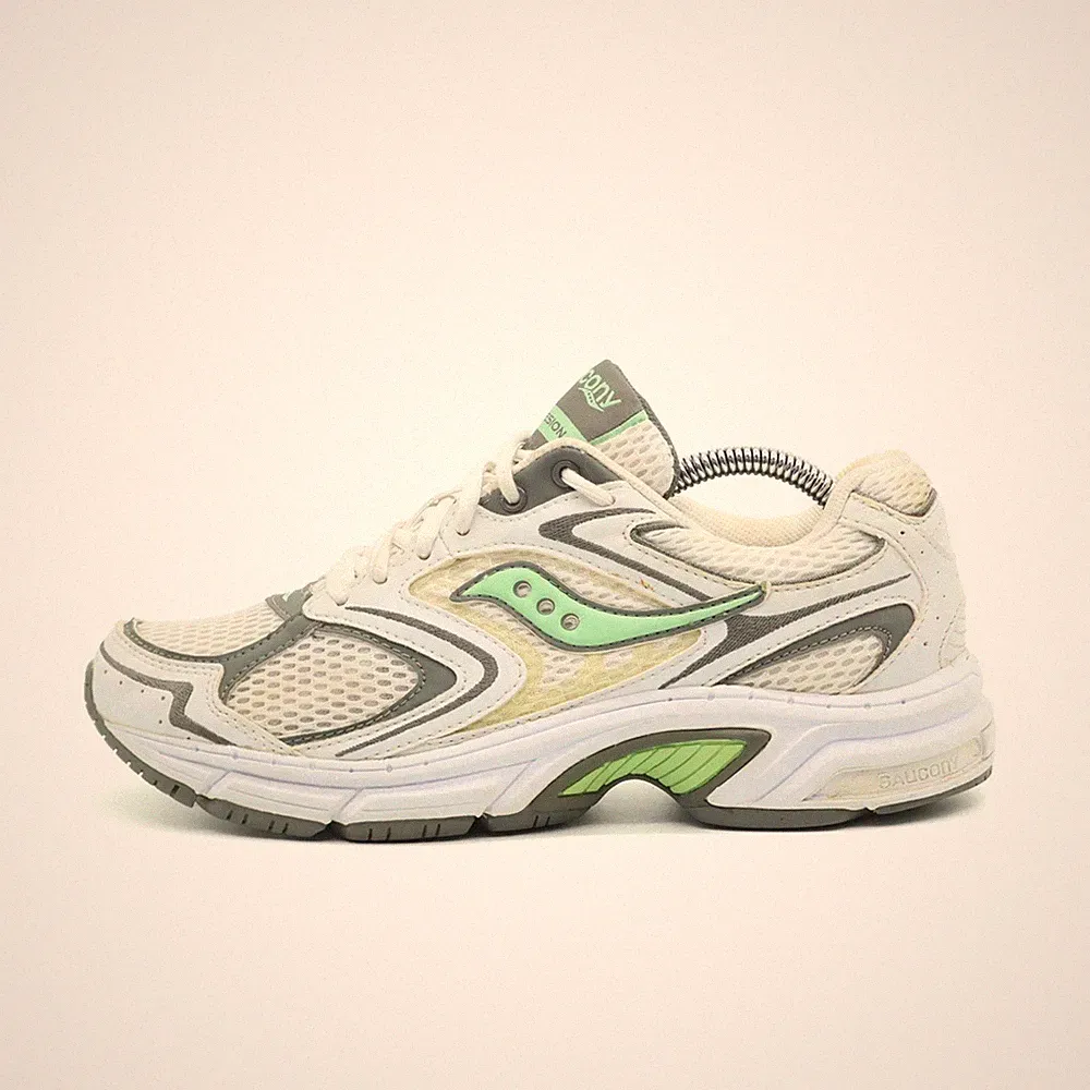 Saucony Damen Cohesion Sneaker Weiß/Grün/Grau Low-Top Laufschuhe EU 38.5