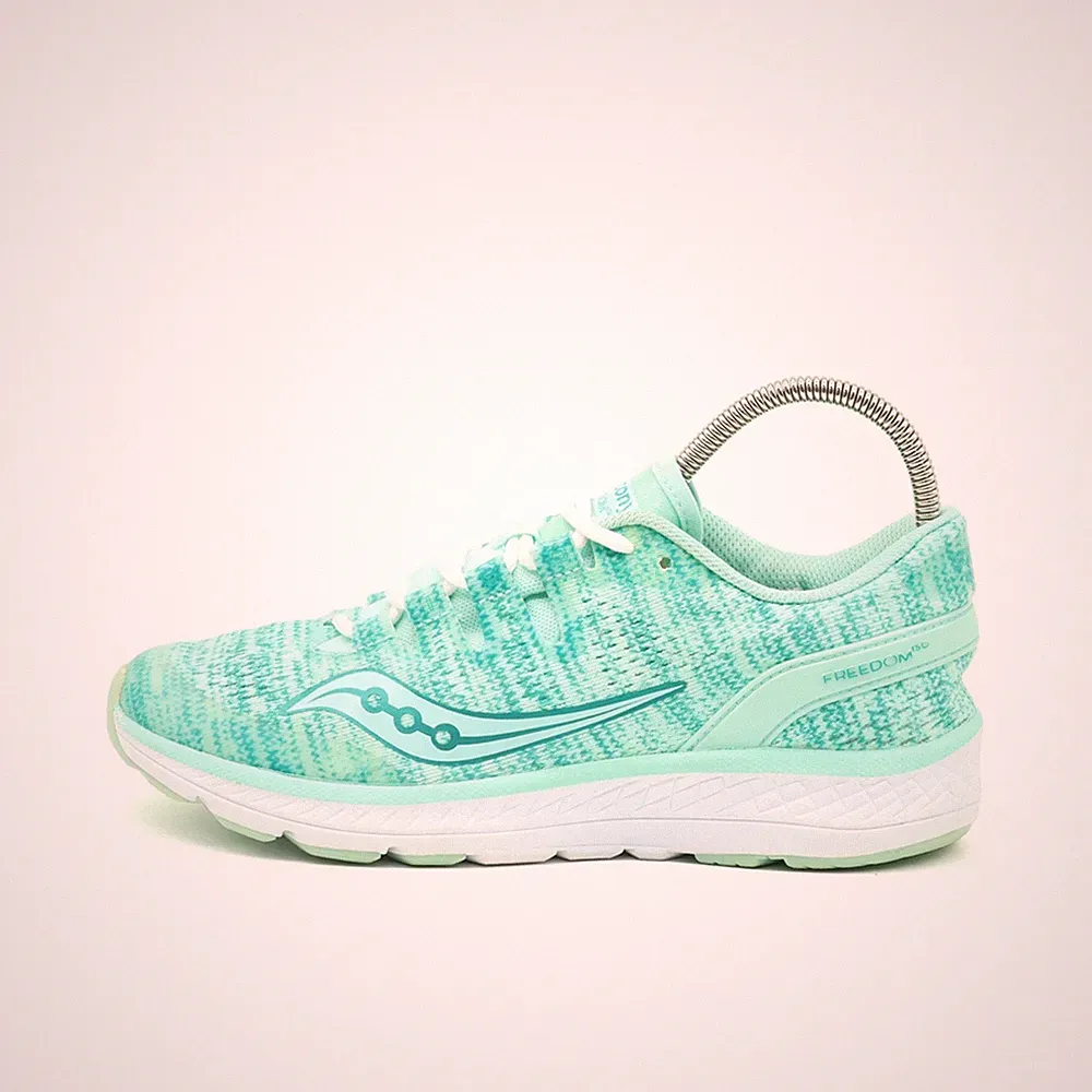 Saucony Damen Freedom ISO Sneaker Türkis Textil/PU Leicht Laufschuh EU 36.5