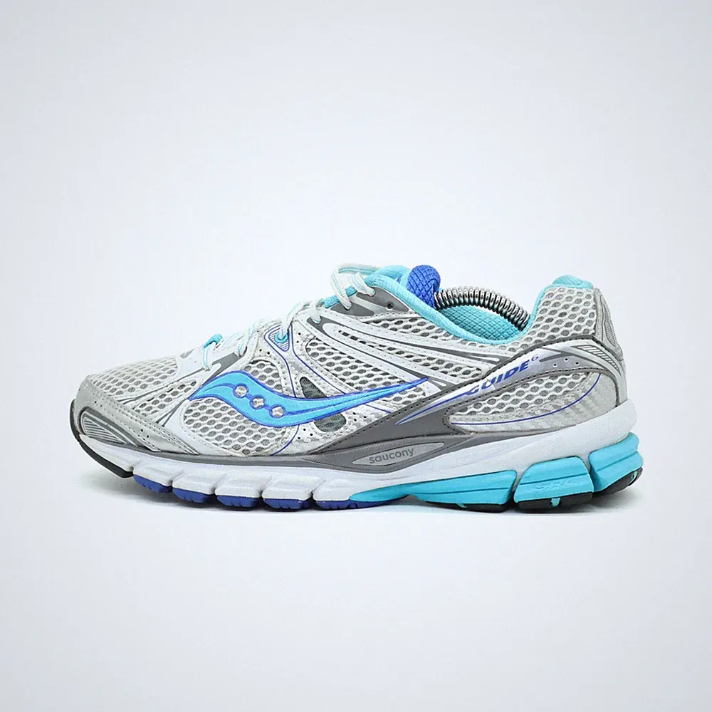 Saucony Damen Guide Sneaker Silber/Blau Synthetik/Nylon Low-Top Laufschuhe EU 39