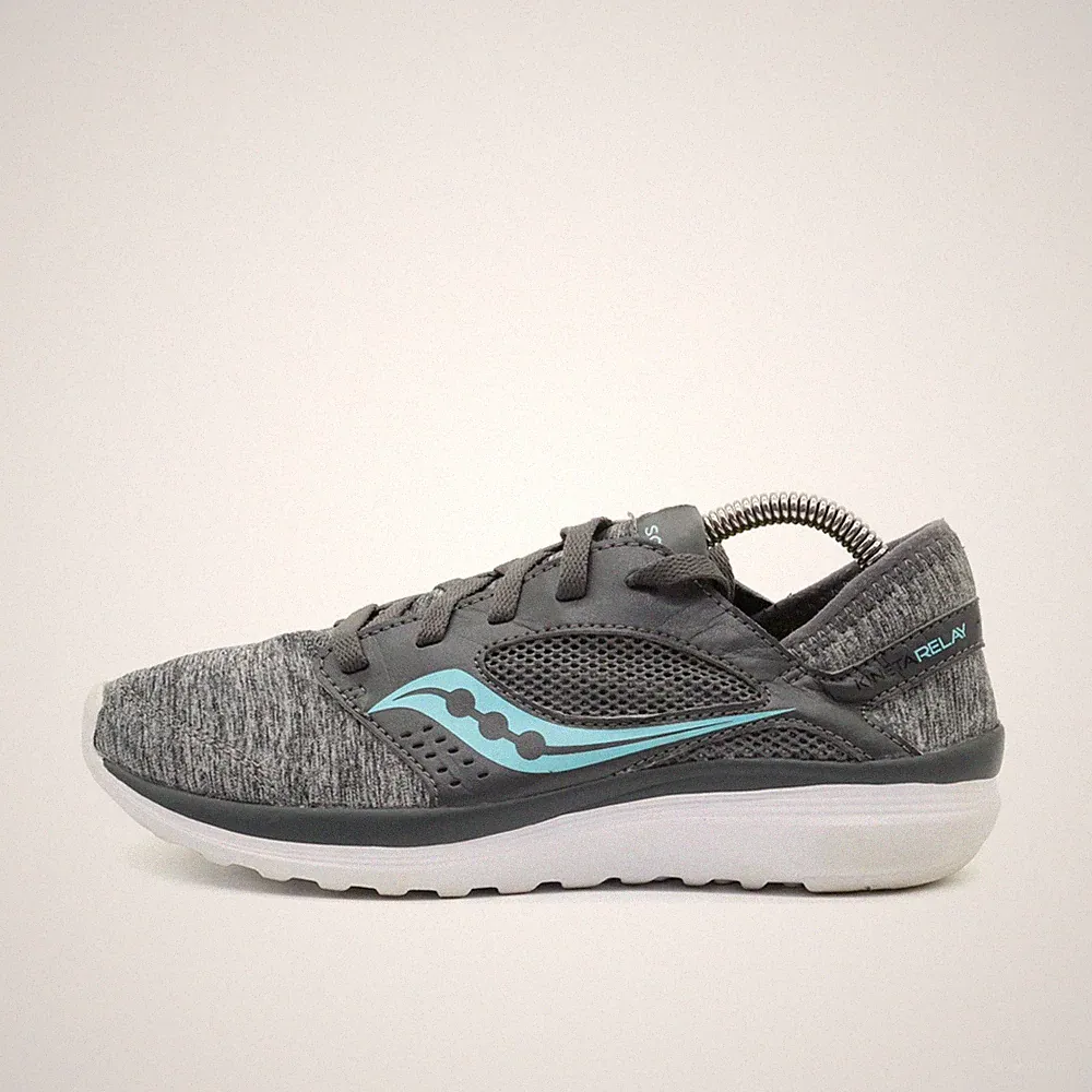 Saucony Damen Kineta Relay Sneaker Grau/Türkis Low-Top Laufschuh EU 38