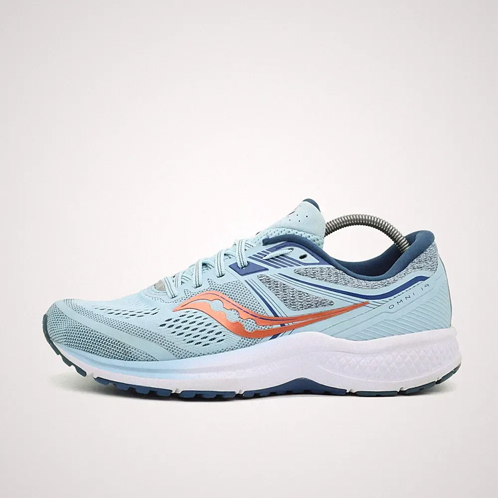 Saucony Damen Omni 19 Schuhe Hellblau Synthetik Niedrig Sohle Laufschuh EU 40,5