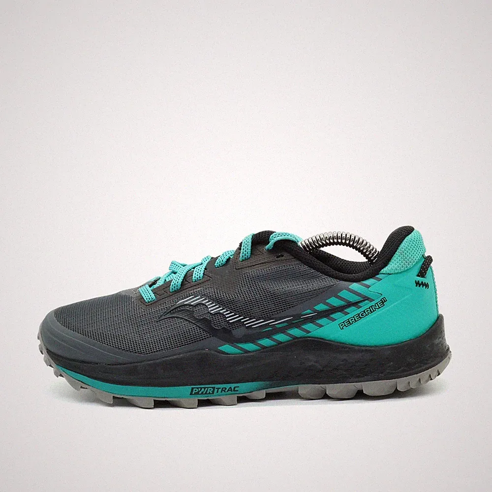 Saucony Damen Peregrine 11 Laufschuhe Türkis/Grau Rutschfest Trail EU 37.5