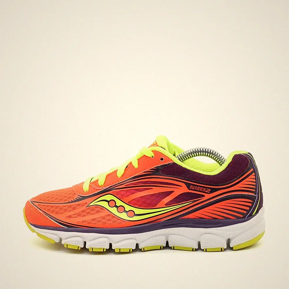 Saucony Damen Shadow Genesis 2 Sneaker Orange/Gelb/Lila Low-Top Laufschuh EU 37