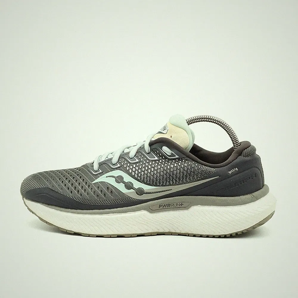 Saucony Damen Triumph 18 Sneaker Grau Weiß Textil Dämpfung Laufschuhe EU 38.5