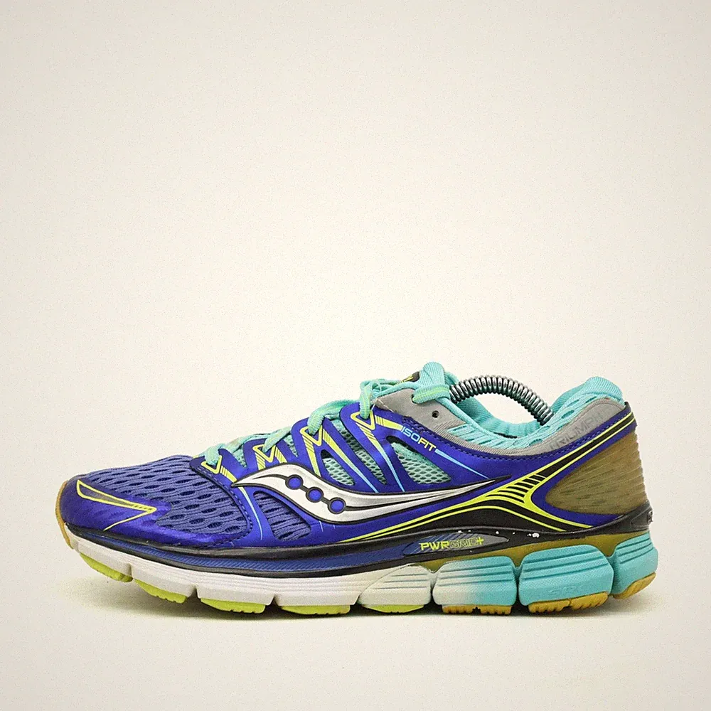 Saucony Damen Triumph ISO Schuhe Blau/Gelb Dämpfung Laufschuhe EU 42