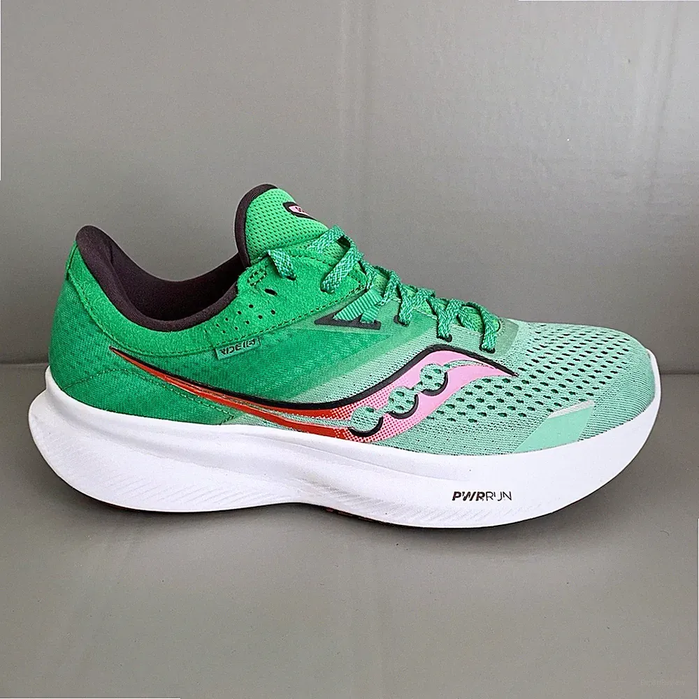 Saucony Ride 16 Damen Laufschuhe Running Sneaker Grün Rosa Weiß Gr. 42,5 UK 8,5