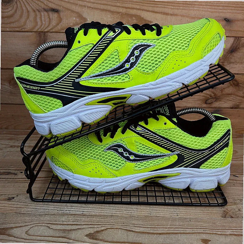 Saucony Turnschuhe Damen Größe UK 6 Cohesion 10 gelb schwarz gepolstert Laufschuhe