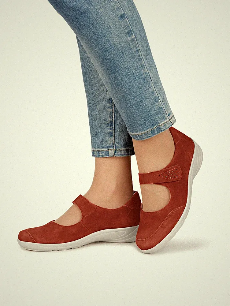 Semler Slipper Klettslipper rot Leder Weite H Damenschuhe Wechselfußbett 8,5
