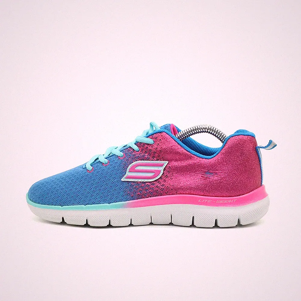 Skechers Damen 81649L BLNP Laufschuhe Blau Pink Textil Lite-weight Sneaker EU 36