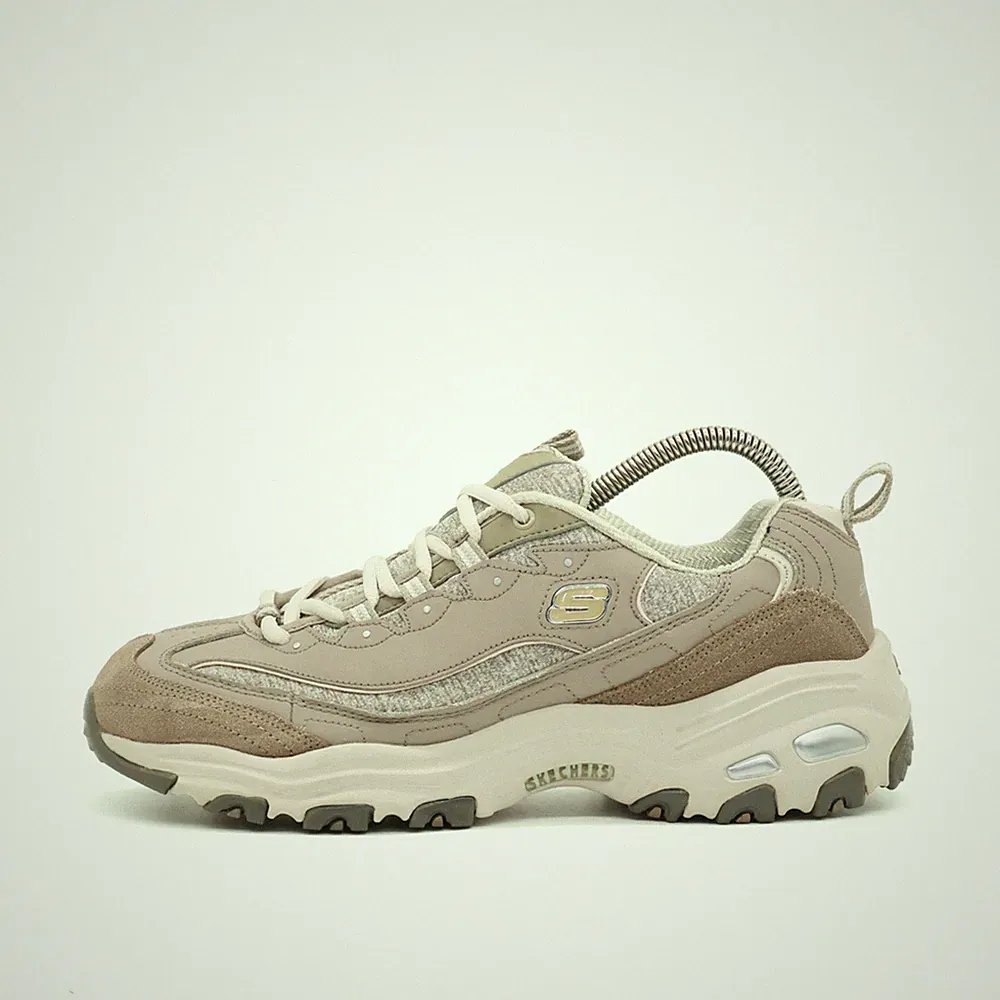 Skechers Damen 'Lites Schuh Beige Taupe Leder Textil Low Top Sneaker EU 39.5