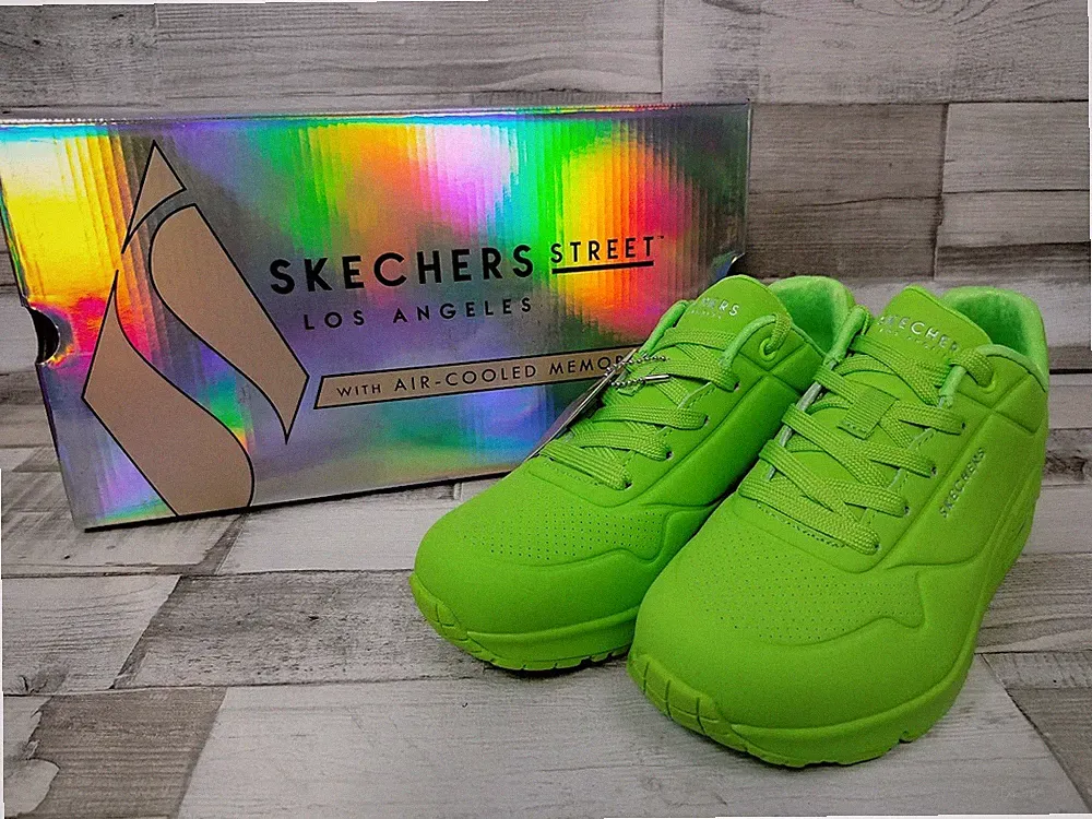 Skechers Damen Schnürschuhe neon-grün mit modischer Laufsohle - Neuheit!